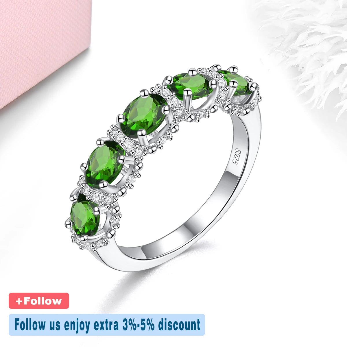 Natural Diopside Sterling Silver Rings 1.8 Carats Genuine Gemstone Fine Jewelry S925 Classic Style Women Christsmas Gifts