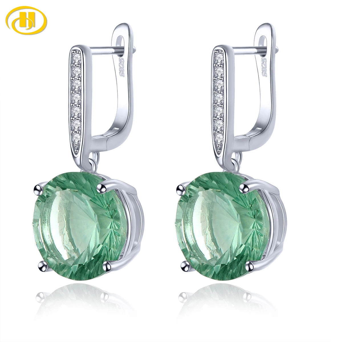 Natural Green Fluorite Sterling Silver ClIP Earring 14 Carats Genuine Faced Oval Gemstone S925 Women Classic Luxury Jewelrys Default Title