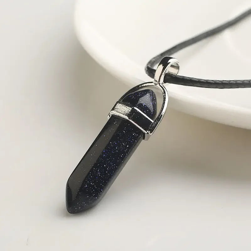 Natural Crystal Wishing Stone Necklace Energy Stone Hexagonal Pendant Men Women Birthday Gift Healing Talisman Jewelry