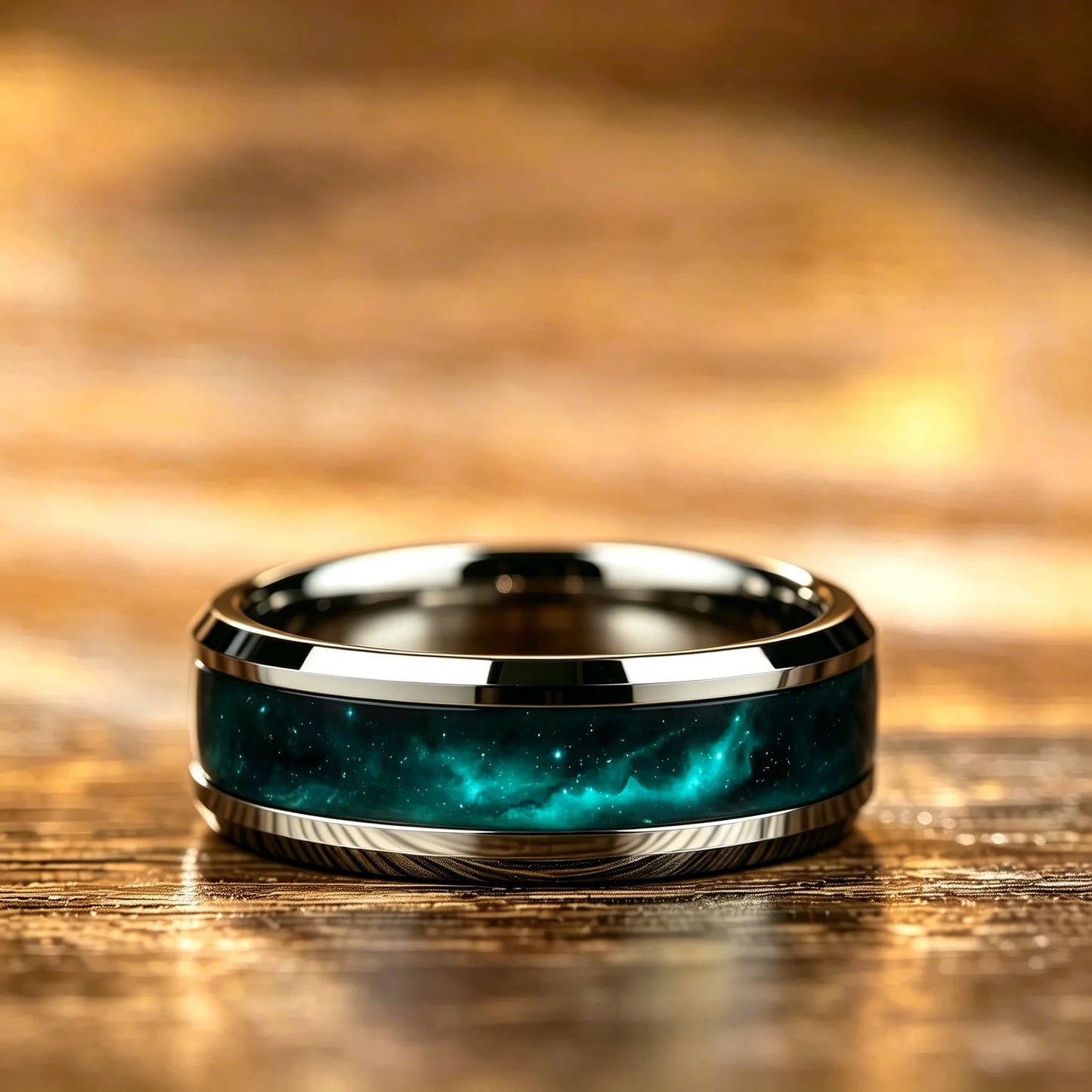 Wedding Band Jewelry with Deep Universe Nebula Pattern Stainless Steel Rings for Men, 8mm Galaxy Starry Sky Men Ring, Wholesale