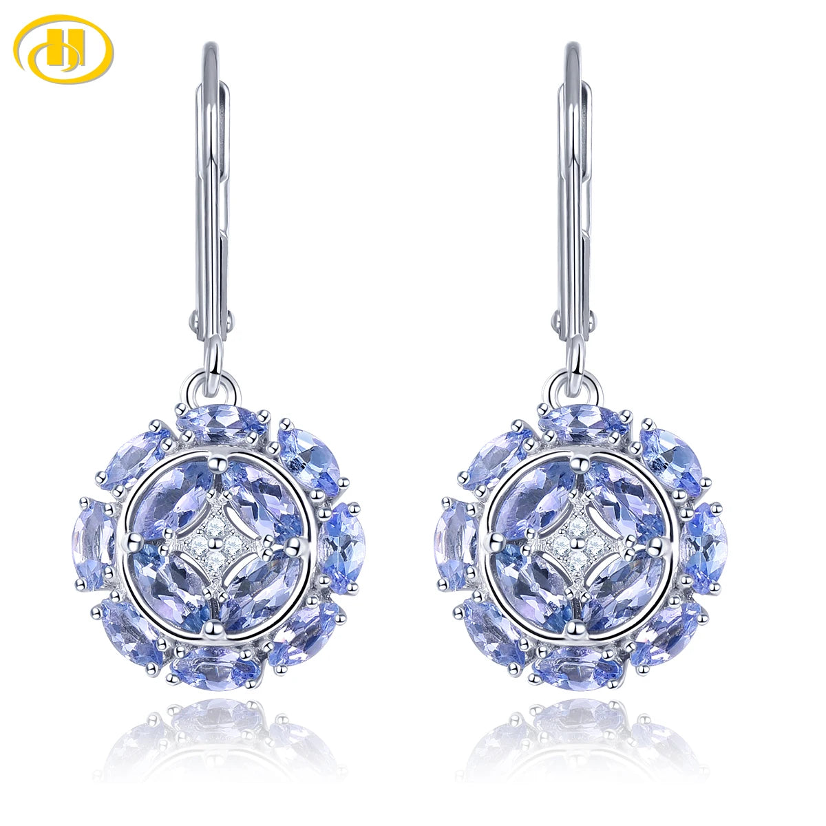 Natural Tanzanite Sterling Silver S925 Women Drop Earring 2.3 Carats Genuine Gemstone Classic Exquisite Style Fine Jewelrys Natural Tanzanite