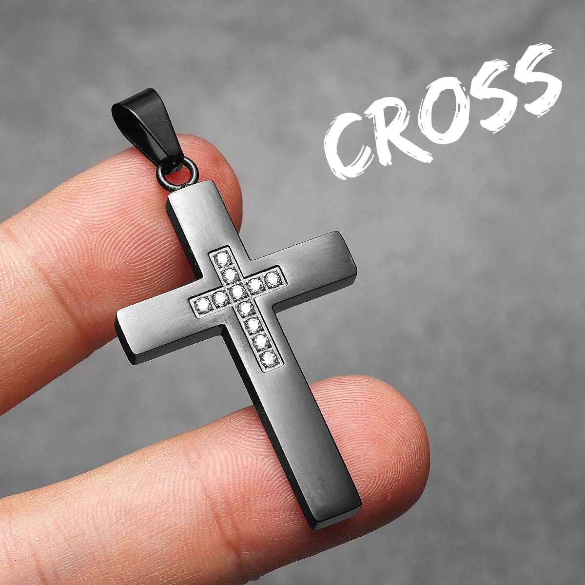 Cross Simple Gemstone Stainless Steel Men Necklaces Pendant Chain Punk For Women Fashion Jewelry Gifts Wholesale Dropshiping