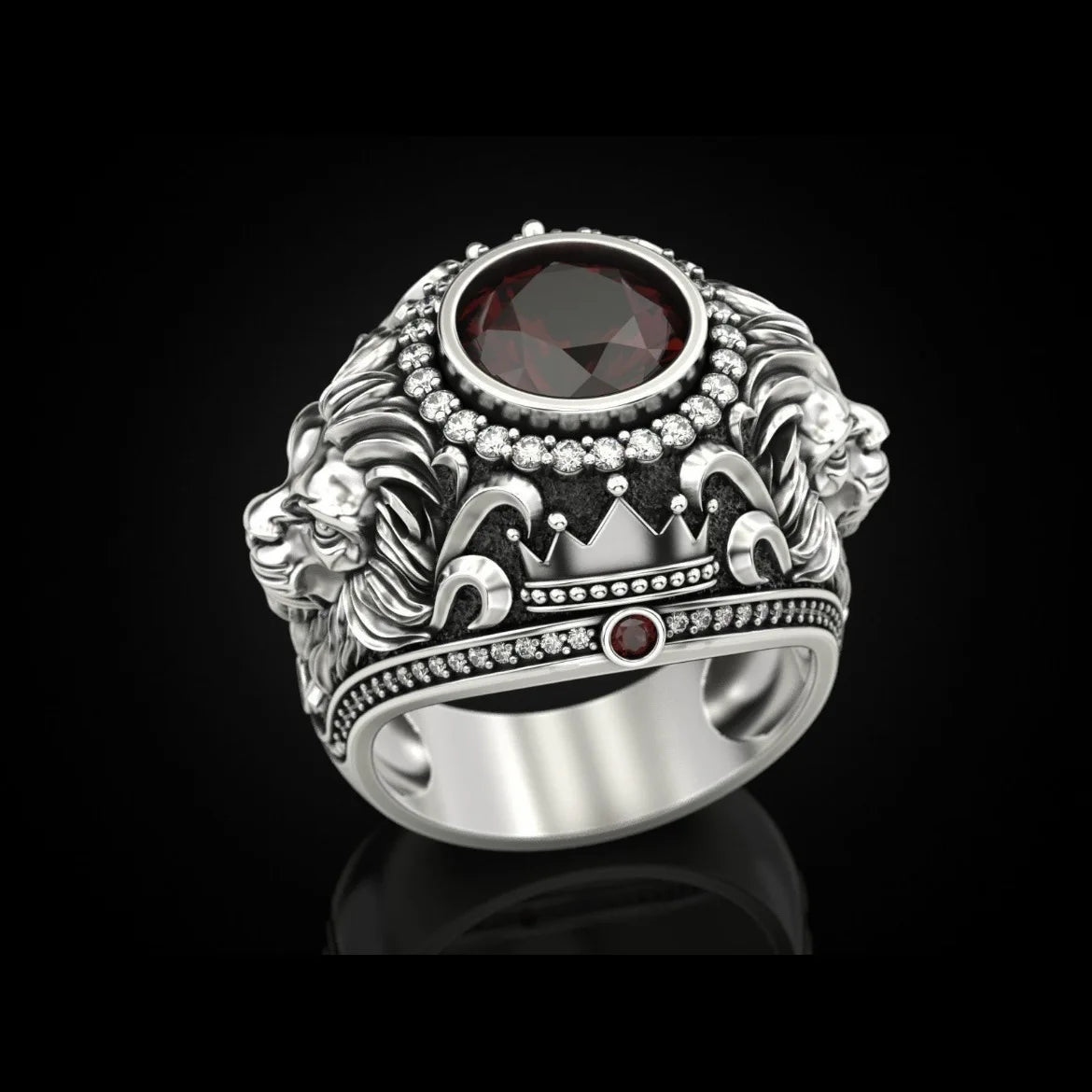 New men's rings, atmospheric fashion retro men's rings, crown lion rings, trend