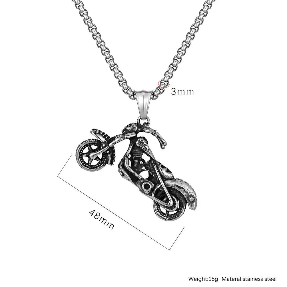 Classic Motorcyclist Pendant Chain Punk Hip Hop Soul Chariot Necklaces for Men Fashion Biker Jewelry Gift