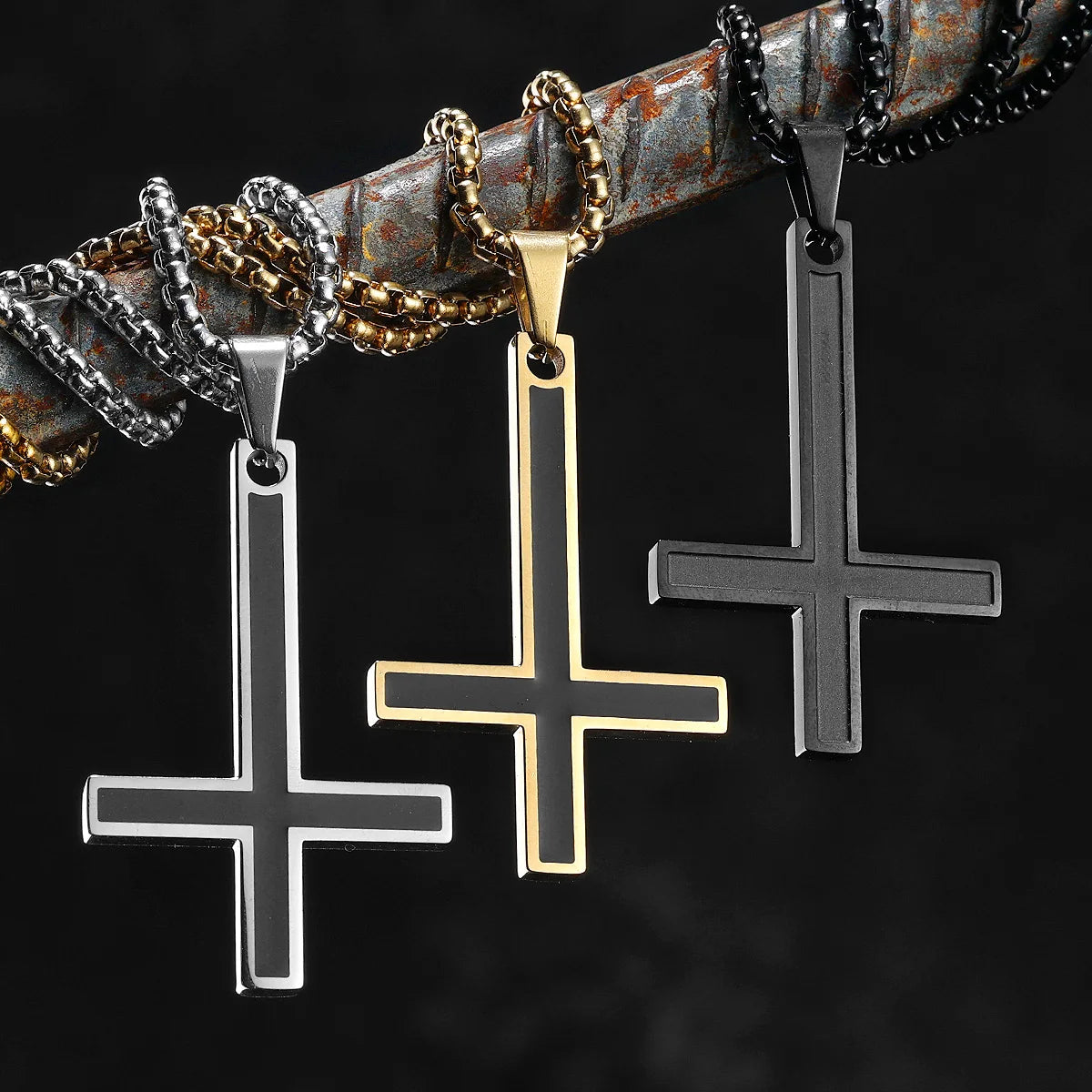 Saint Peter's Cross Simple Amulet Stainless Steel Men Necklaces Pendant Chain Punk Women Fashion Jewelry Gifts Wholesale Dropshiping