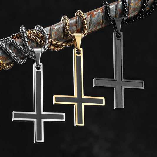 Saint Peter's Cross Simple Amulet Stainless Steel Men Necklaces Pendant Chain Punk Women Fashion Jewelry Gifts Wholesale Dropshiping