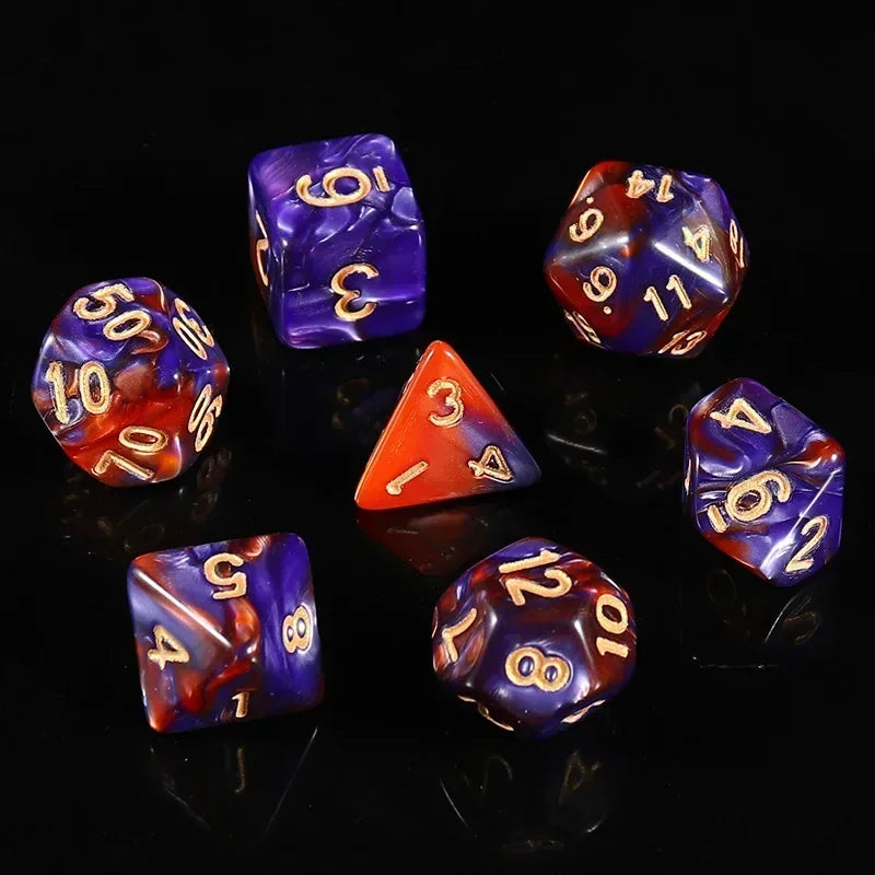 7 Pcs of Colorful Dice D20 D12 D10 D8 D6 D4 for DND Table Board Game Running Group Acrylic Digital Dice Set purdjz