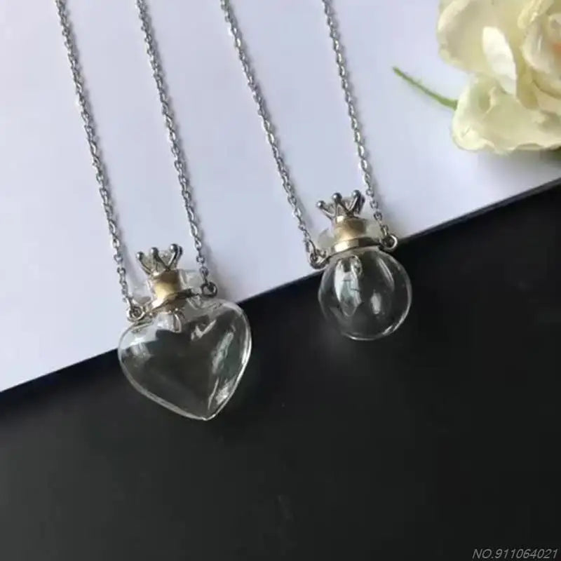 Transparent Heart Vial Bottle Necklaces Steel Chain Make Blood Vial Necklace Women Jewelry Gift Dropship