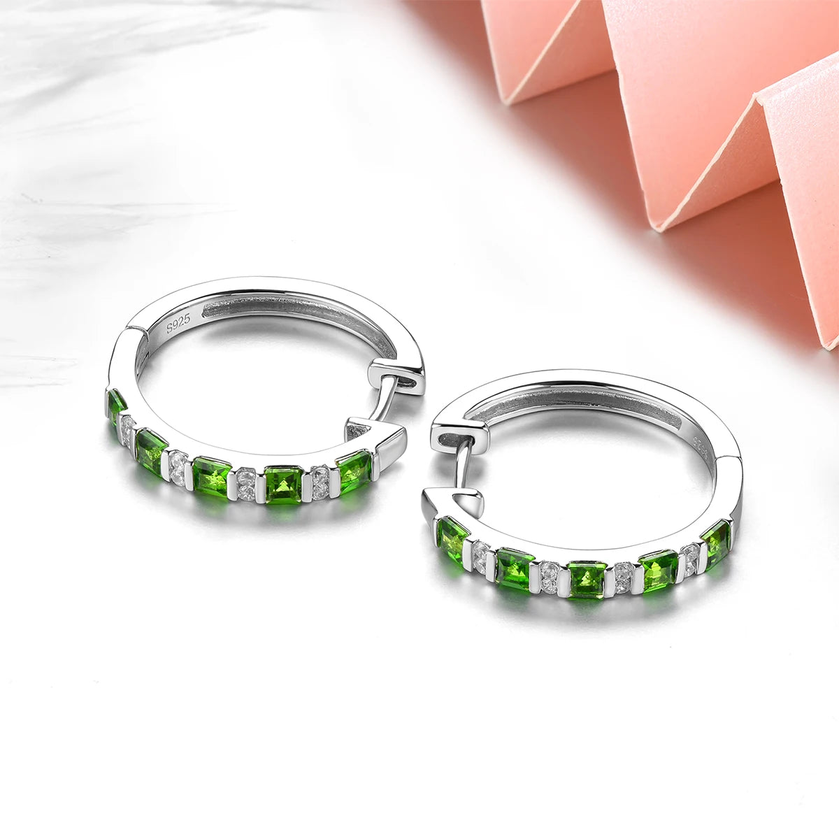 Natural Chrome Diopside Solid Sterling Silver Clip Earring 1.5 Carats Classic Romantic Women Style Fine Jewelrys Anniversary