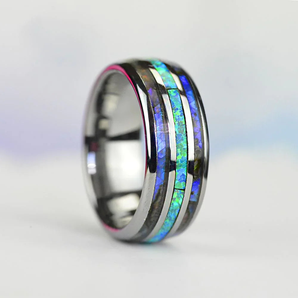 Fashion Viking Tree Of Life Stainless Steel Abalone Shell Rings For Men Odin Norse Viking Rune Rings Retro Amulet Jewelry Gift