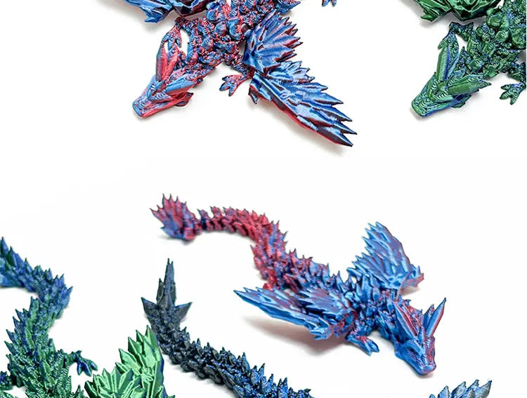 3D Printed Dragon with Movable Wings - Office Desk Accessory, Creative Home Decor, Perfect Christmas Present Holiday Gift