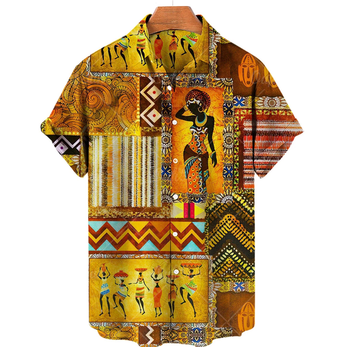 Hawaiian Shirt Summer African Men's Shirts Men Women Fashion Oversized Blouse Men's Vocation Lapel Shirt Beach Camisas Unisex CS2024XQ2641