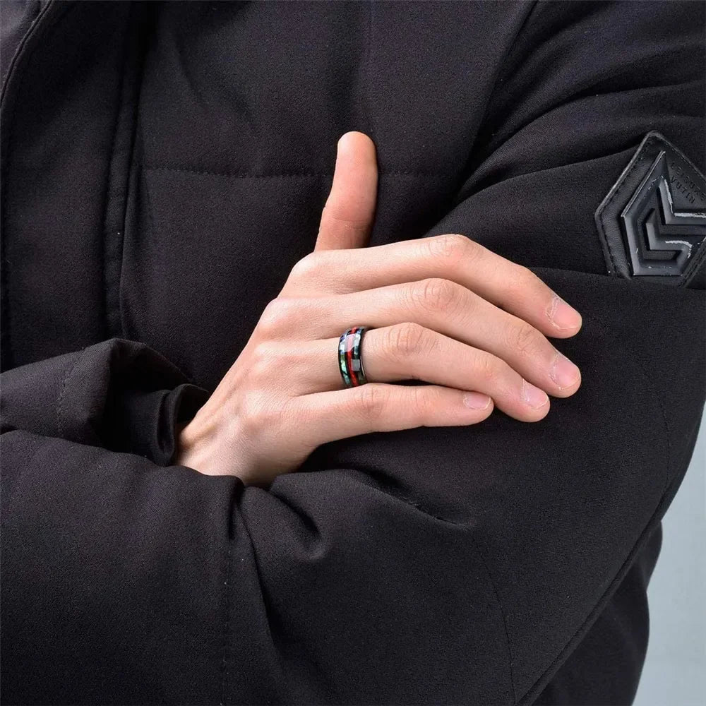 Fashion Viking Tree Of Life Stainless Steel Abalone Shell Rings For Men Odin Norse Viking Rune Rings Retro Amulet Jewelry Gift