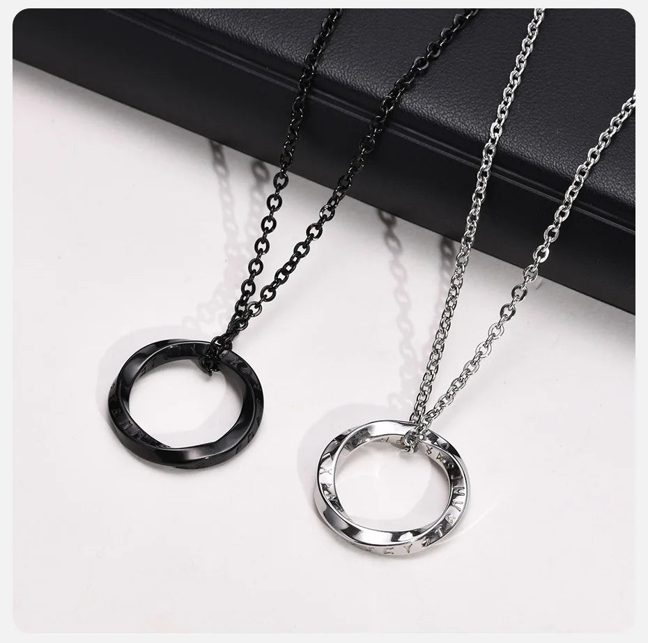 Vnox New Trendy Norse Viking Necklaces for Men, Stainless Steel Mobius Round Pendant Collar Male Gift Jewelry
