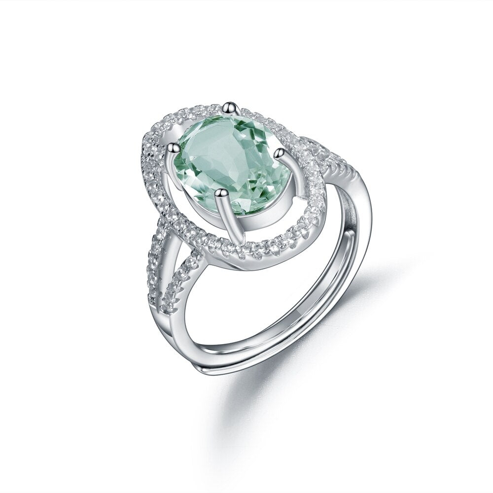GEM&#39;S BALLET Rings For Women 100% 925 Sterling Silver Fine Jewelry Green Amethyst Luxury Fine Jewelry Drop Shipping Wholesale White|925 Sterling Silver
