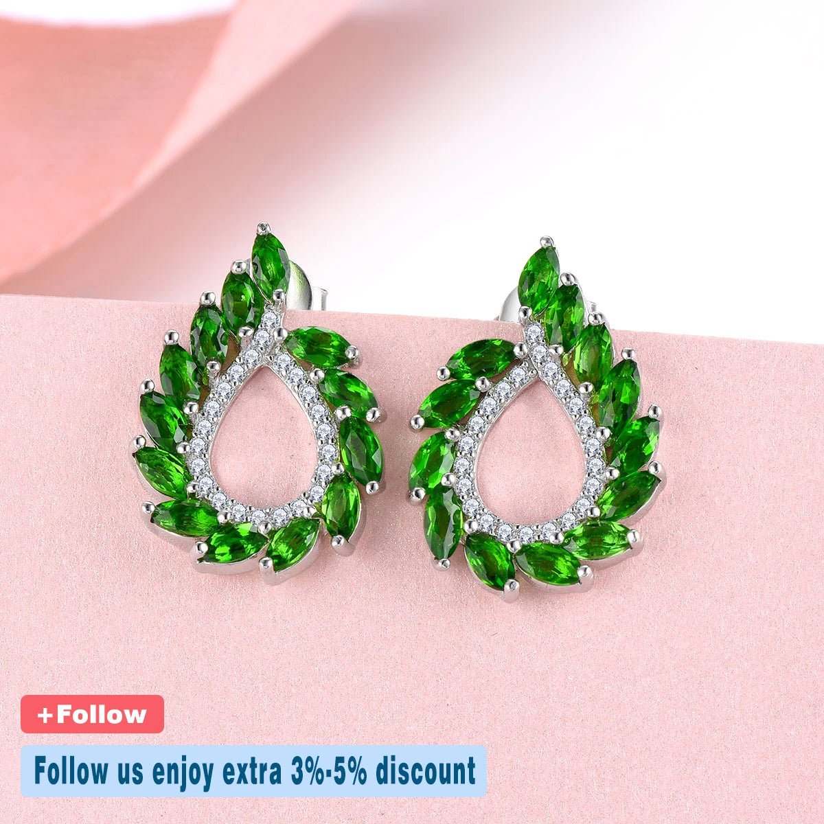 Natural Genuine Diopside Sterling Silver Stud Earring 2.6 Carats Women Classic Style Fine Jewelrys S925 Exquisite Designs