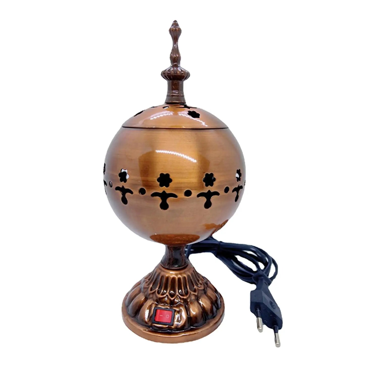 EU Plug Electric Incense Burner Mubkhara Zen Arabian Sandalwood Censer Incense Diffuser for Yoga SPA Decor Ornament Home 12/13cm Copper A