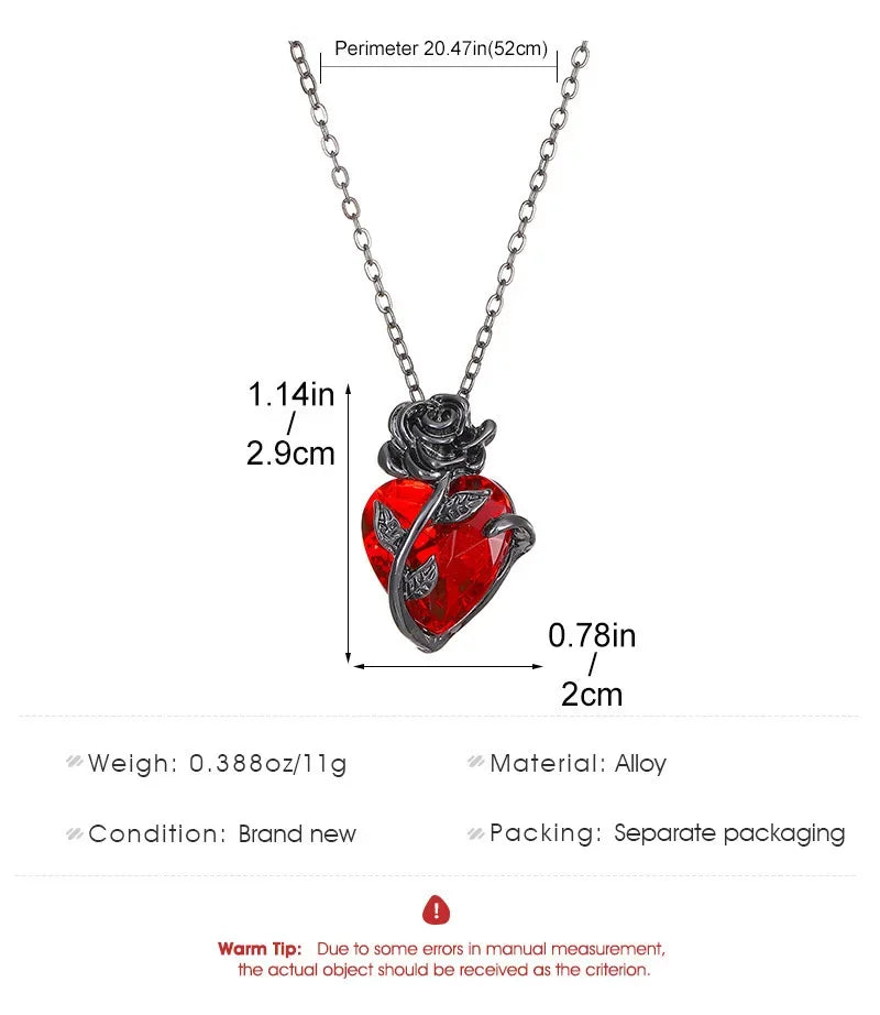 Love Rose Necklace Gothic Dark Wrapped Flower Heart Shaped Female Clavicle Chain Valentine's Day Jewelry