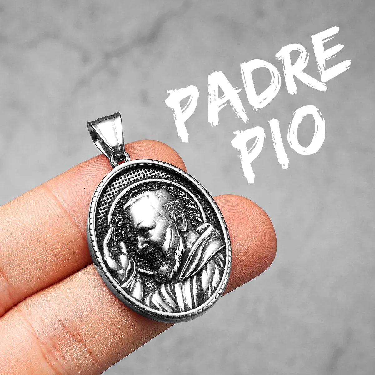 Catholic Padre Pio Powerful Amulet Stainless Steel Men Necklace Pendant Chain Vintage Cool For Women Jewelry Gifts Wholesale