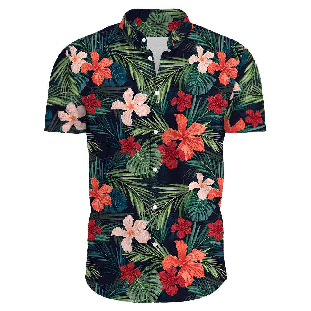 2024 Summer Men's Casual Floral Print Short Sleeve Top Hawaiian Shirt For Mens Clothes Daily New High Quality Lapel Oversized CS2024XQ1240
