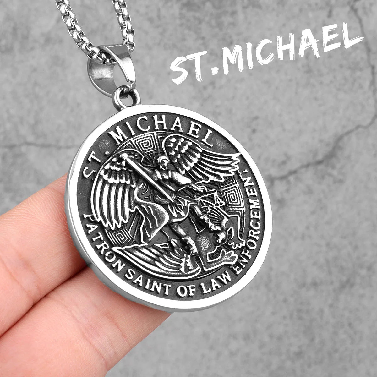 Arch Angel St.Michael Stainless Steel Men Necklaces Pendant Chain Amulet Vintage New In For Women Fashion Jewelry Gift Wholesale