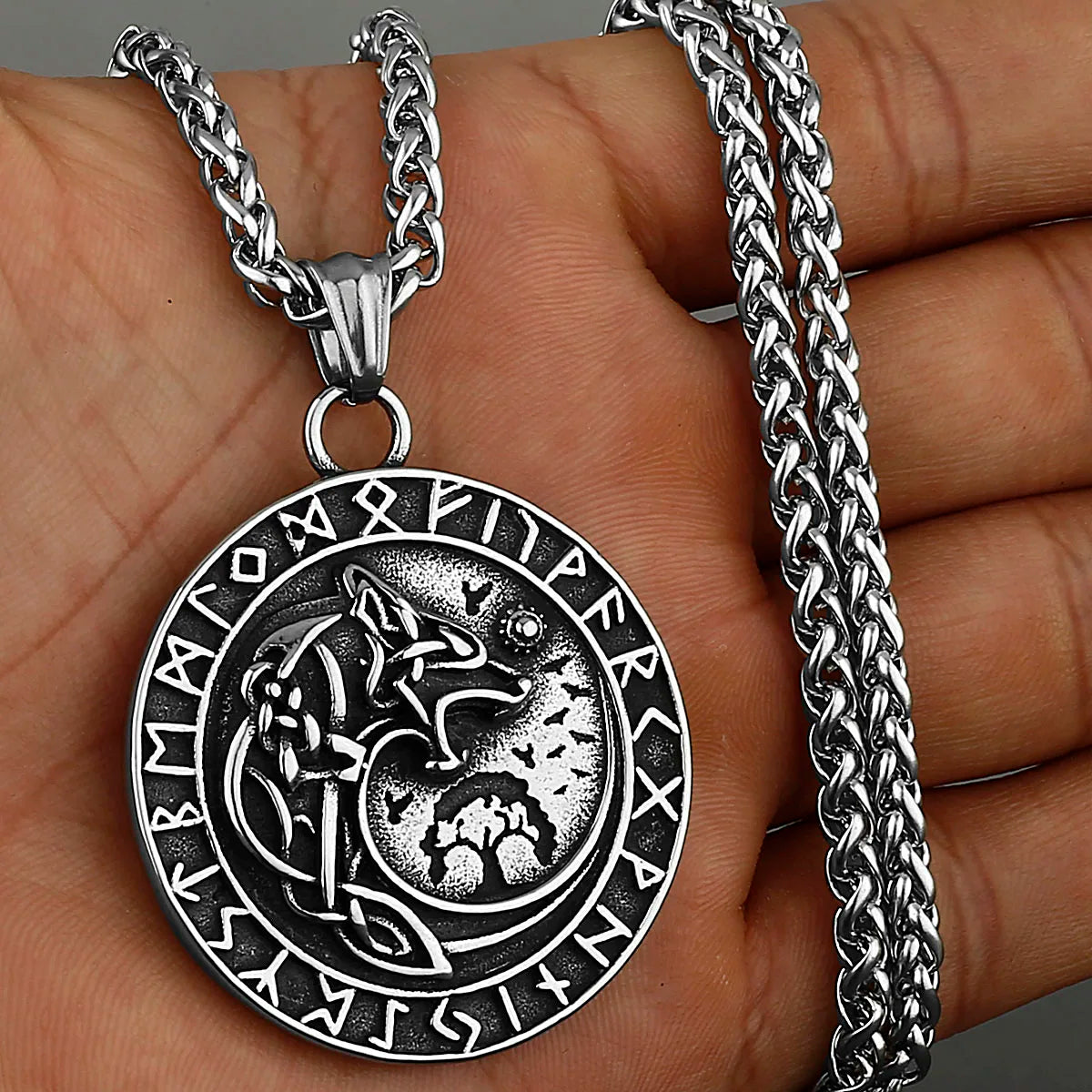 Viking Style Various Wolf Head Runes Original Stainless Steel Material Unisex Necklace Pendant Birthday Gift Factory Wholesale WJ 103