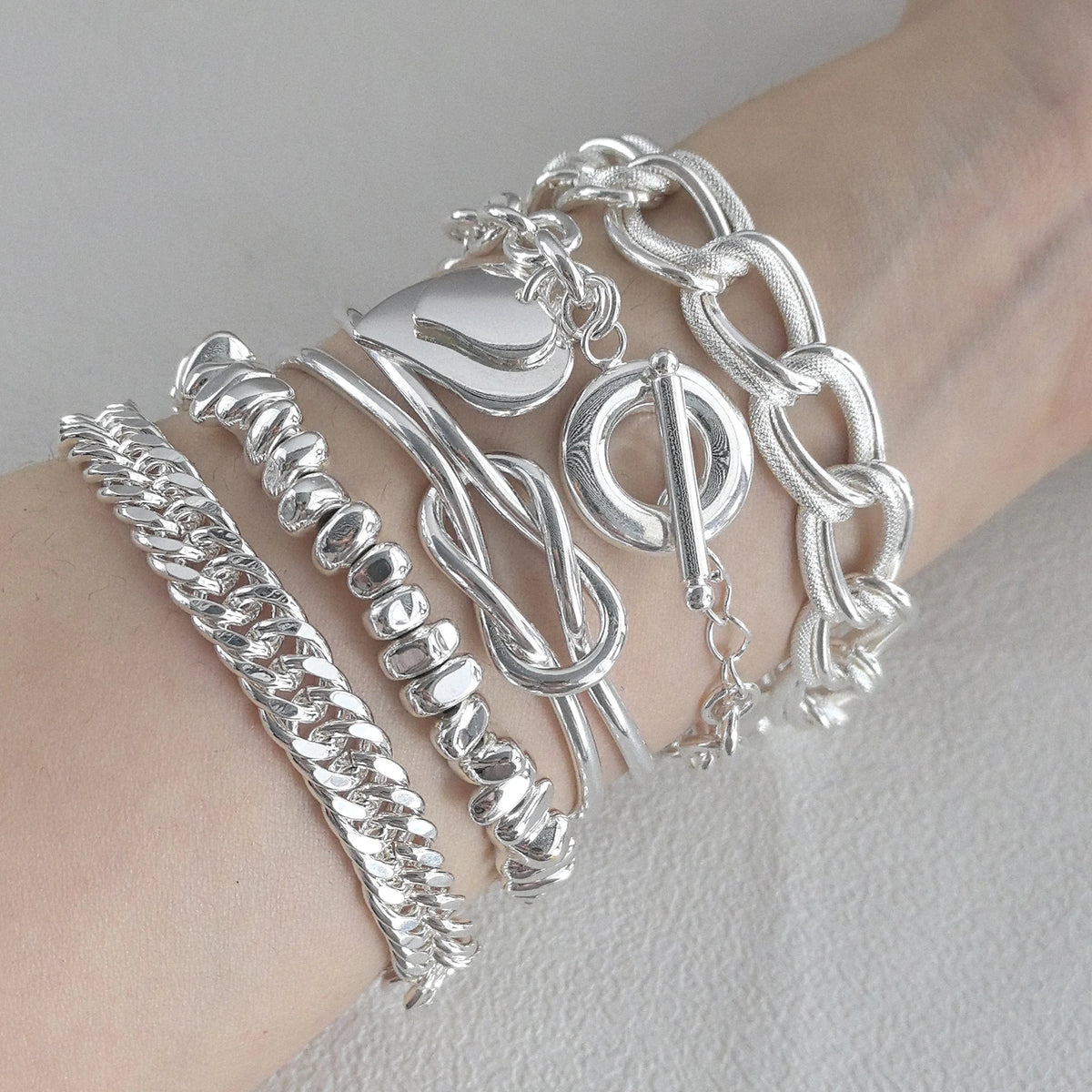 VENTFILLE 925 Sterling Silver Geometry Irregular Bracelet For Women Minimalist Niche Aesthetic Versatile