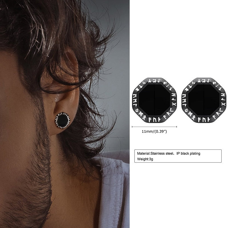 Vnox Nordic Viking Knot Hoop Earrings for Men Women, Stainless Steel Huggies, Ethnic Punk Rock Male Ear Jewelry ES-415B