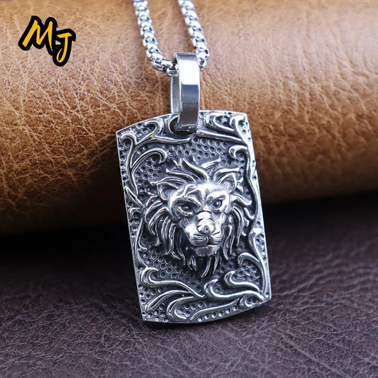 Men Stainless Steel Lion Necklaces Vintage Punk Animal Pendant Men's Unique Domineering Biker Amulet Jewelry Gifts Dropshipping