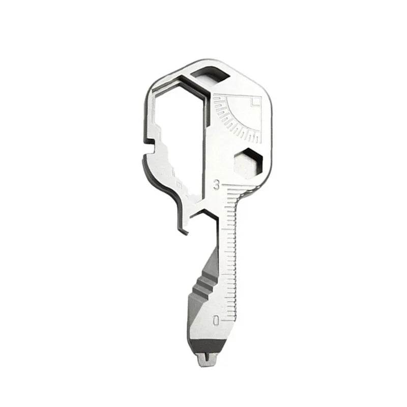 EDC24 in 1 Multifunction key tool combination stainless steel pendant mini portable keychain outdoor Tools bicycle screw wrench Silver