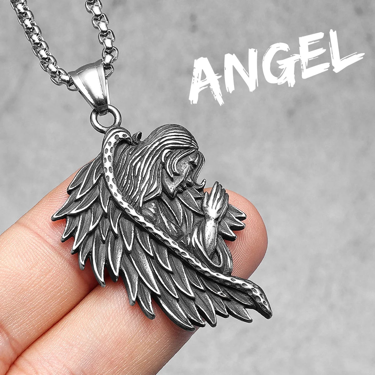 Angel Waing Amulet Stainless Steel Men Necklaces Pendant Chain Punk New In For Couple Women Fashion Jewelry Gifts Wholesale
