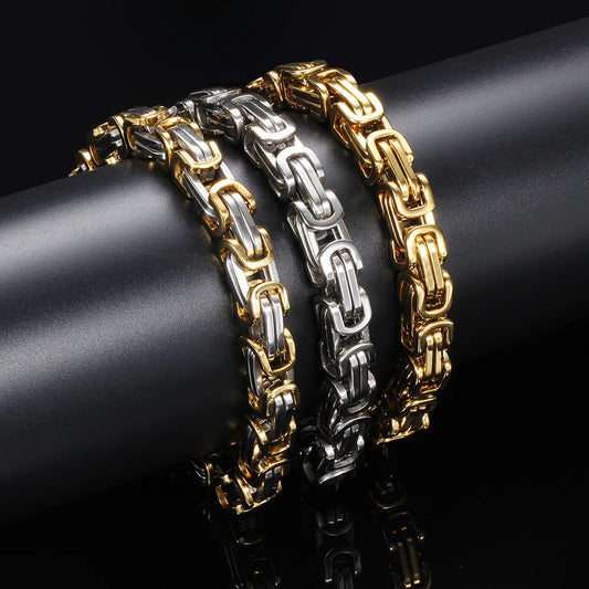 YQ 8MM Stainless Steel Bracelet For Men Jewelry Accessories Homme Hand Chain Motorcycle Bikes Rock Male