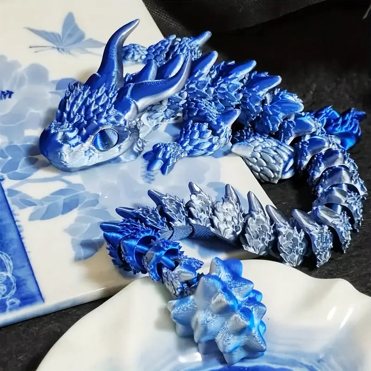 1pc Charming 3D Printed Double-Horned Dragon Figurine with Random Eyes - Ideal for Car Ornament, Home & Car Decor, Living Room