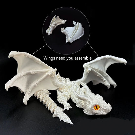 1pc 3D Printed Winged Carriage Dragon Figurine With Random Eyes, Art Deco Resin Dragon Sculpture, Tabletop Animal Theme Decor