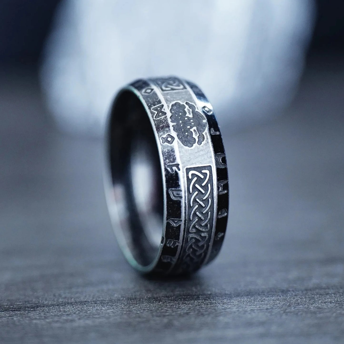 Vintage Odin Norse Viking Celtic Knot Rings For Men Women Fashion Stainless Steel Tree Of life Rings Retro Amulet Rune Jewelry