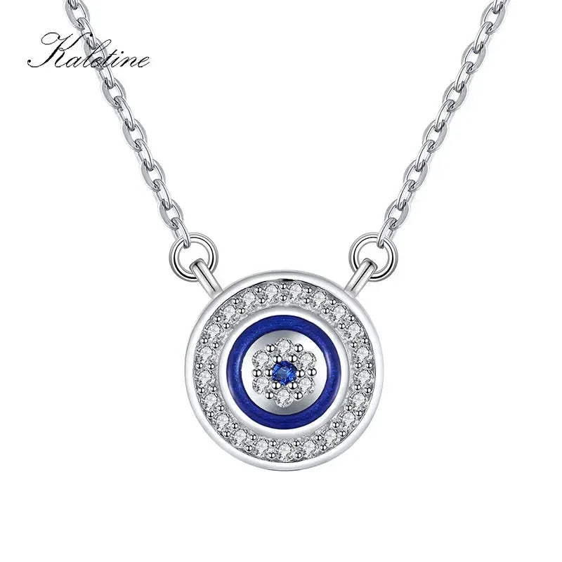 KALETINE 925 Sterling Silver Necklace Women Luck Blue Evil Eye Charm CZ Pendant Long Chain Necklaces Turkish Mens Jewelry Choker