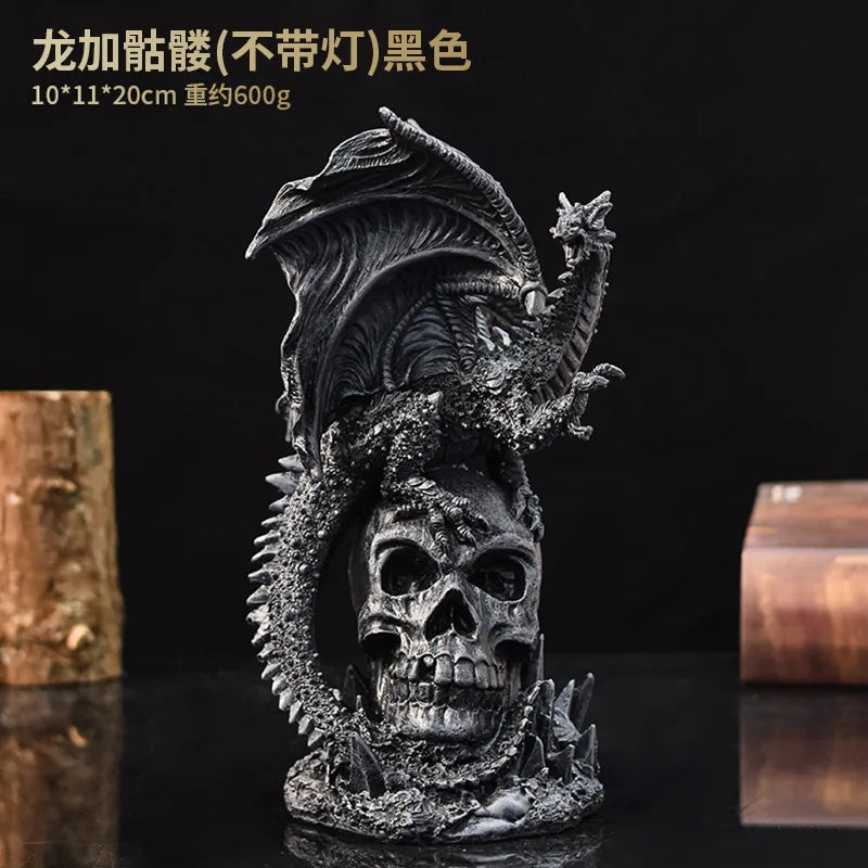 Retro Mythology Animal Statue Cerberus Dragon Griffin Ouroboros Skulls Resin Figurines Living Room Desktop Ornament Gift Toys