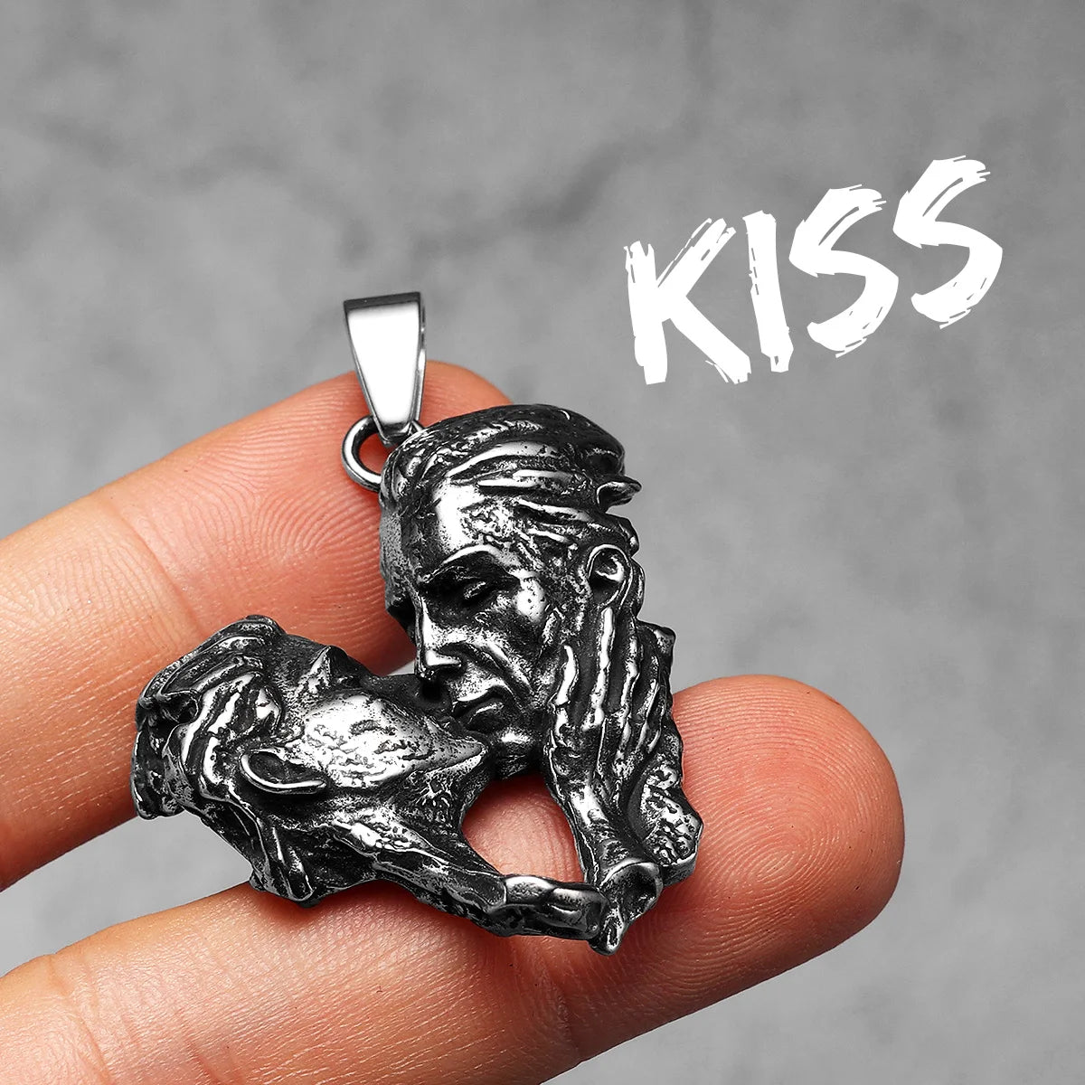 Aesthetic Couple Kiss Wing Stainless Steel Necklaces Pendant Chain Punk Rock Vintage For Lover Men Women Jewelry Gifts Wholesale