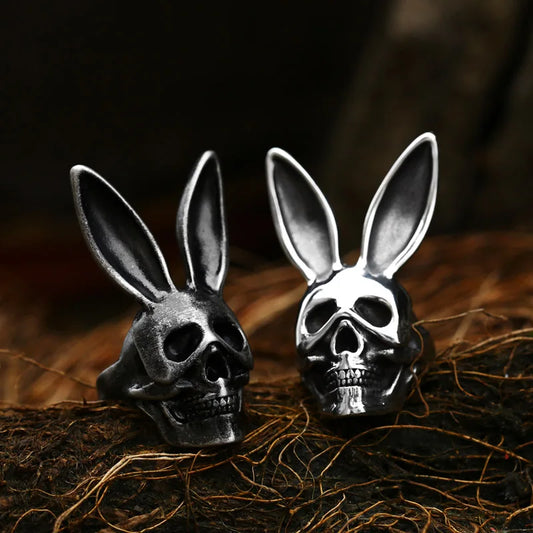 Beier 2022 316L Stainless Steel Halloween Gothic Funny Skull Rabbit Men Ring Gift Biker Mask Hop Hip Rap Street Dance Jewelry