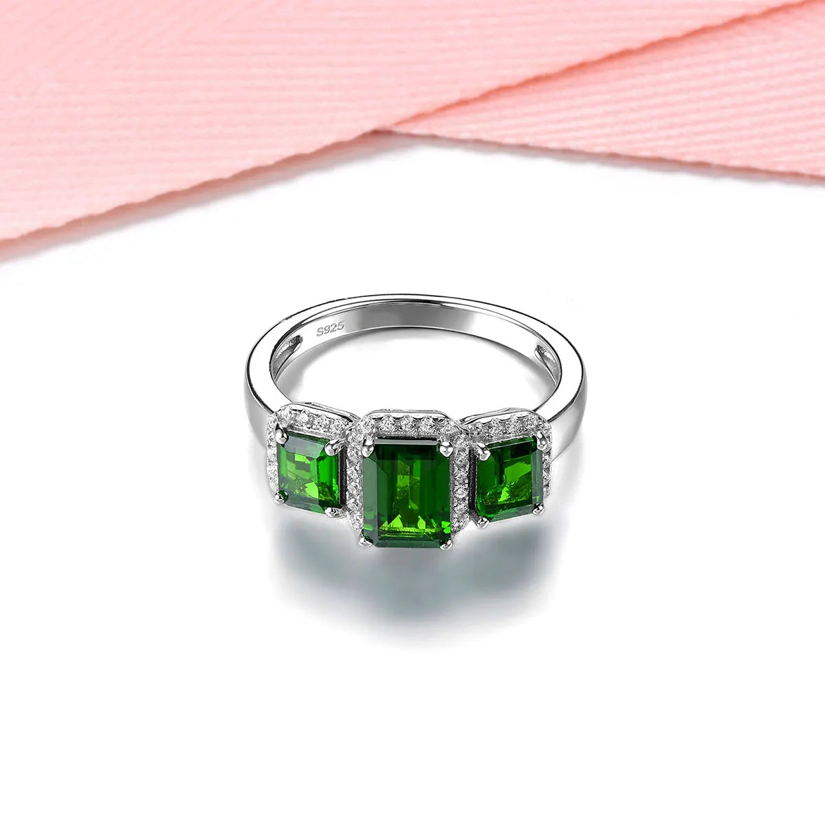 Natural Chrome Diopside Sterling Silver Rings 1.8 Carats Genuine Gemstone Fine Jewelrys Women New Year Anniversary Gifts