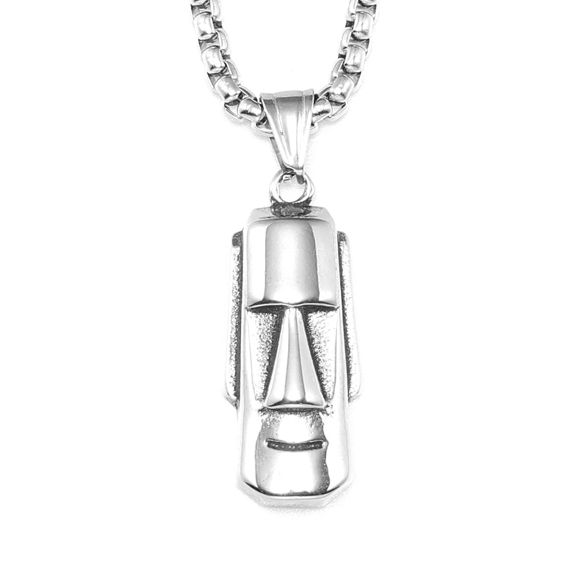 Easter Island Moai Stainless Steel Men Necklaces Pendant Chain Punk Stylish For Women Fashion Jewelry Gifts Wholesale
