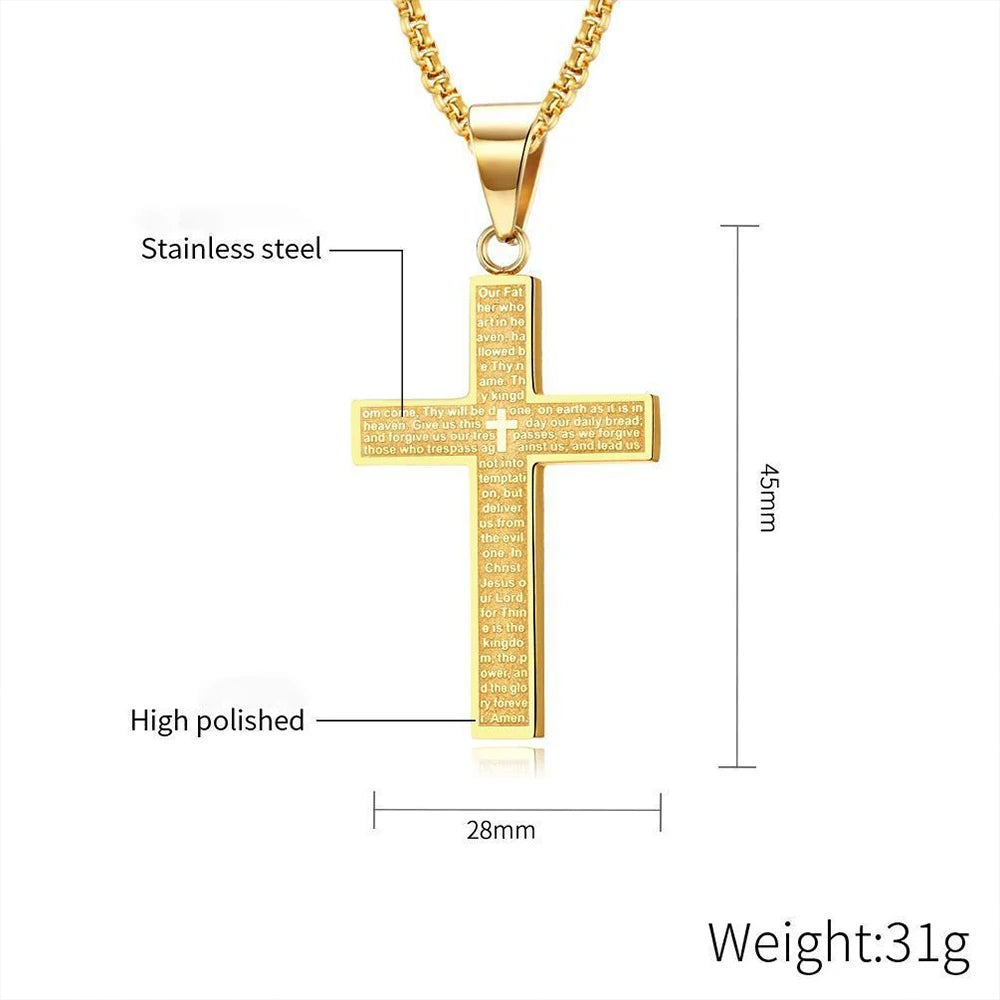 New Stylish Cross Necklace for Men Women Exquisite Stainless Steel Religious Cross Pendant Punk Biker Amulet Jewelry