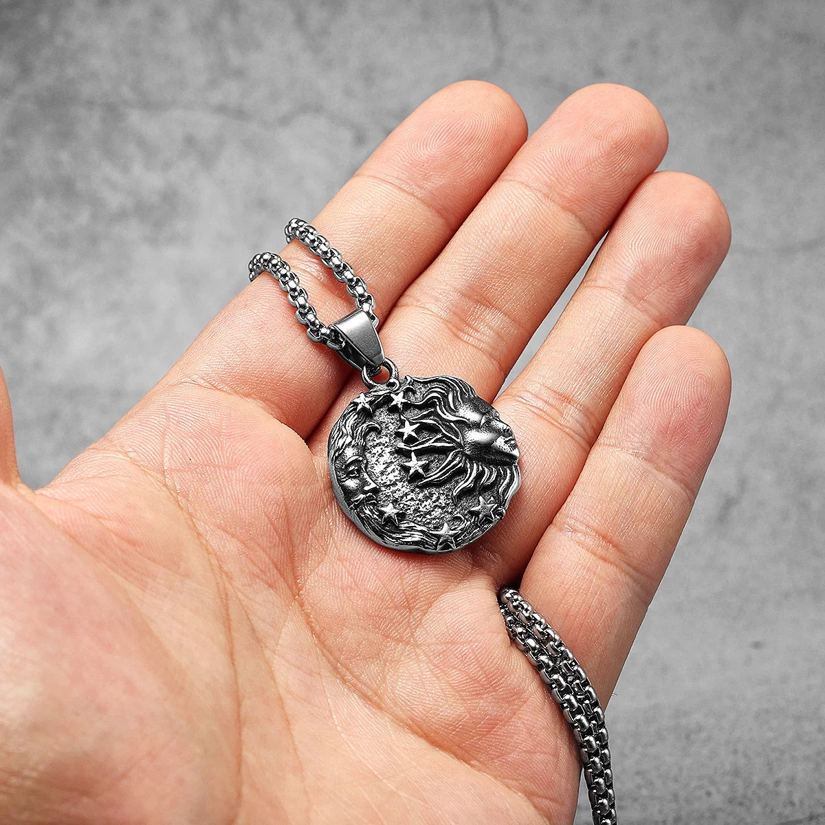 Greek Myth Stars Moon Sun Stainless Steel Men Necklaces Pendant Chain Powerful Amulet Vintage For Women Jewelry Gifts Wholesale
