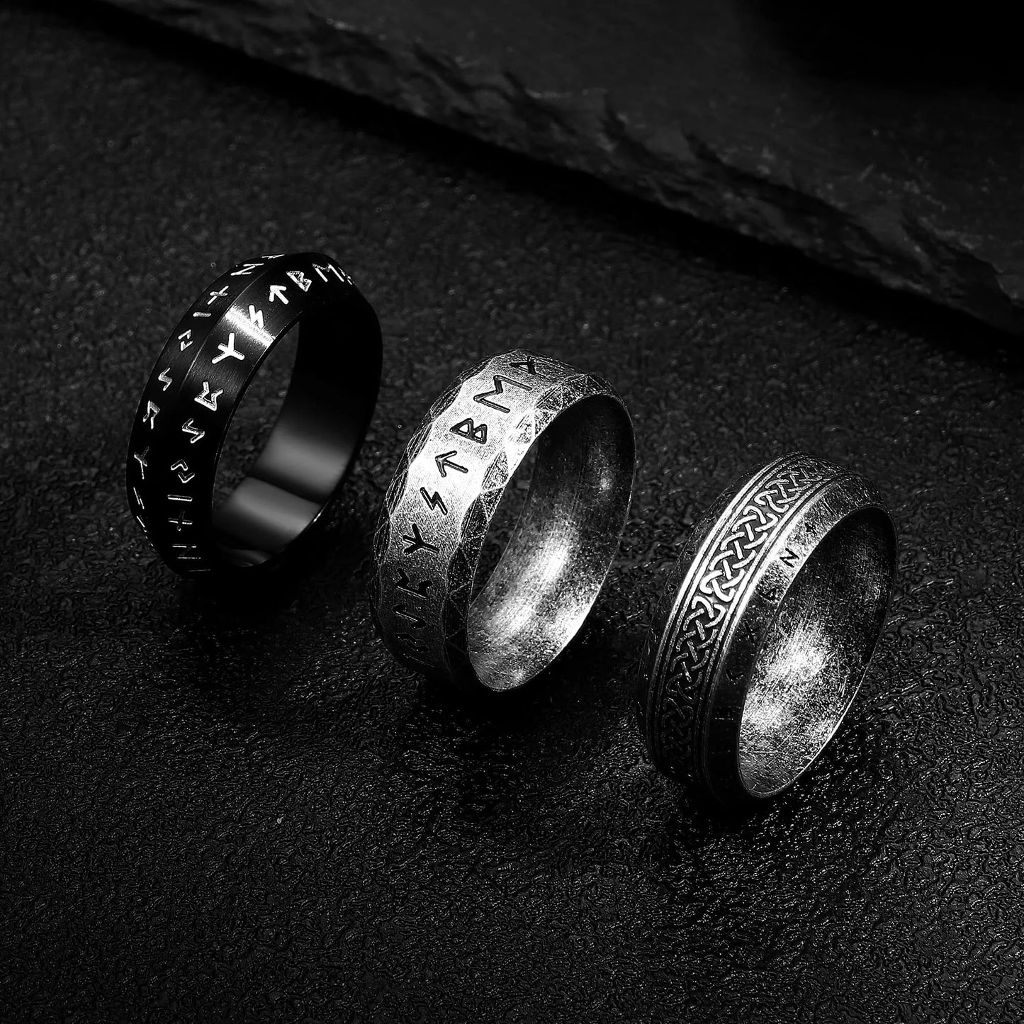 Vintage Odin Norse Viking Rune Rings For Men Fashion Stainless Steel Celtic Knot Rings Retro Couple Amulet Jewelry Drop shipping