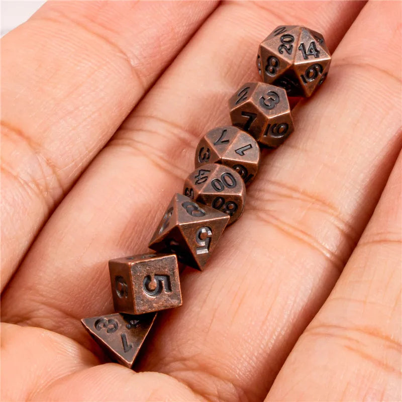 KERWELLSI DND MiNi Dice Set D&D, Polyhedral Metal Dungeon and Dragon Role Playing Game Dice, Handmade Dice D20 D12 D10 D8 D6 D4 MI01 CHINA