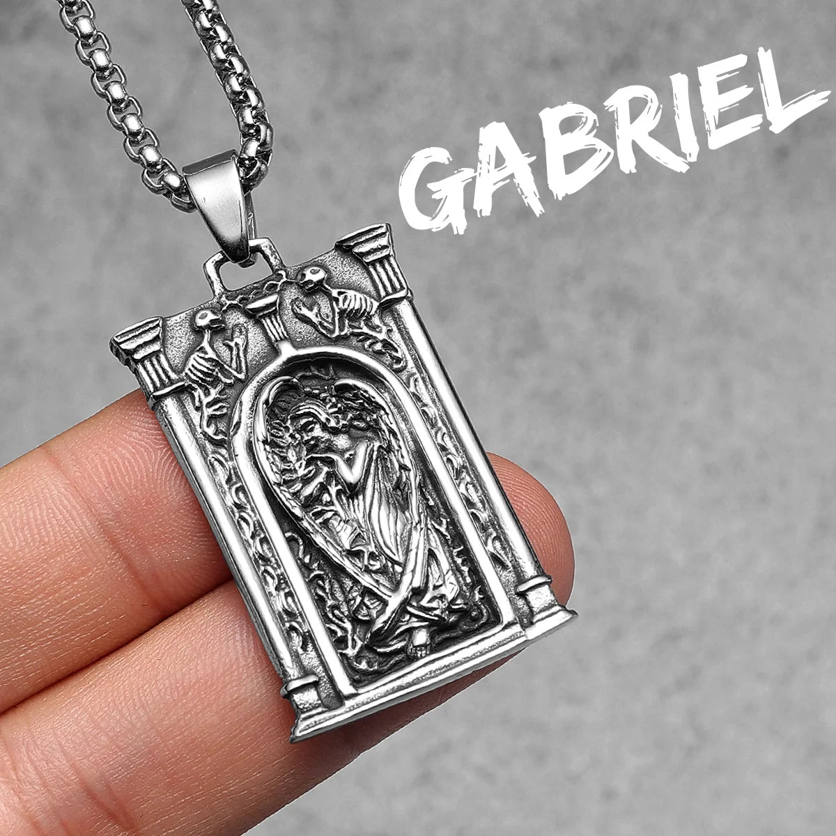 Angel Gabriel Powerful Amulets Stainless Steel Men Necklaces Pendant Chain Punk For Women Fashion Jewelry Gifts Wholesale