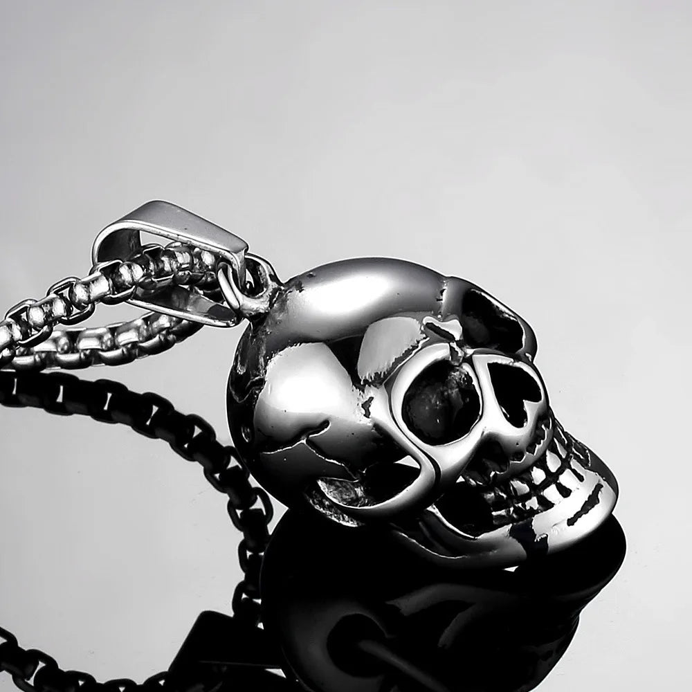 Skull Head Stainless Steel Men Necklaces Pendant Chain Vintage Punk Rock HipHop Cool Things For Women Jewelry Gifts Wholesale