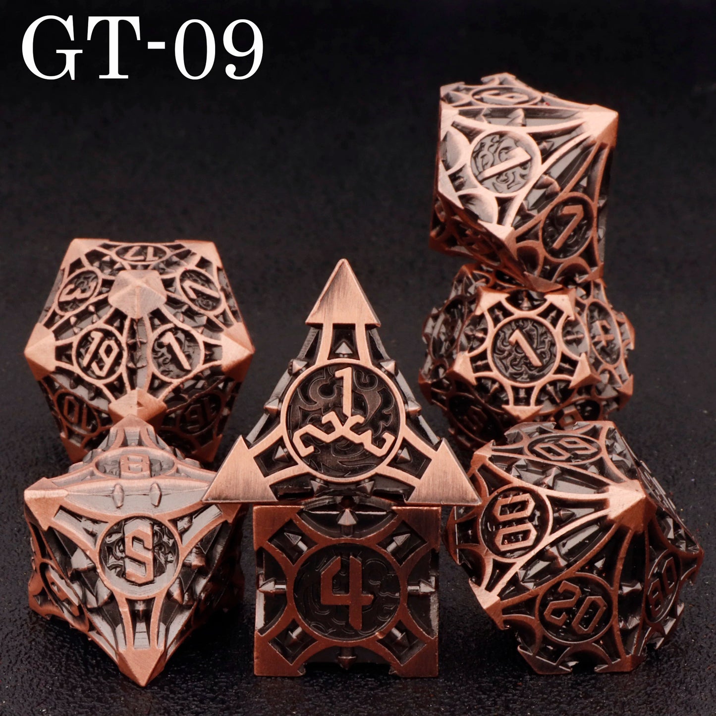 Dnd metal dice set ，red metal dice set for dungeons and dragons ，sharp edge d&d dice set GT-09