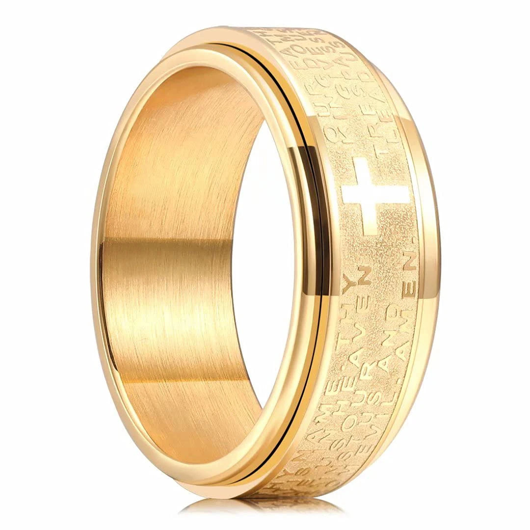 Stainless Steel Anxiety Rings For Men Women Christian Cross Religious Spinner Chain Rings Anti Stress Retro Amulet Jewelry