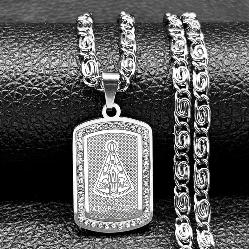 Catholic Our Lady of Guadalupe Necklace for Women Men Stainless Steel Gold/Silver Color Virgin Mary Male Chain Jewelry